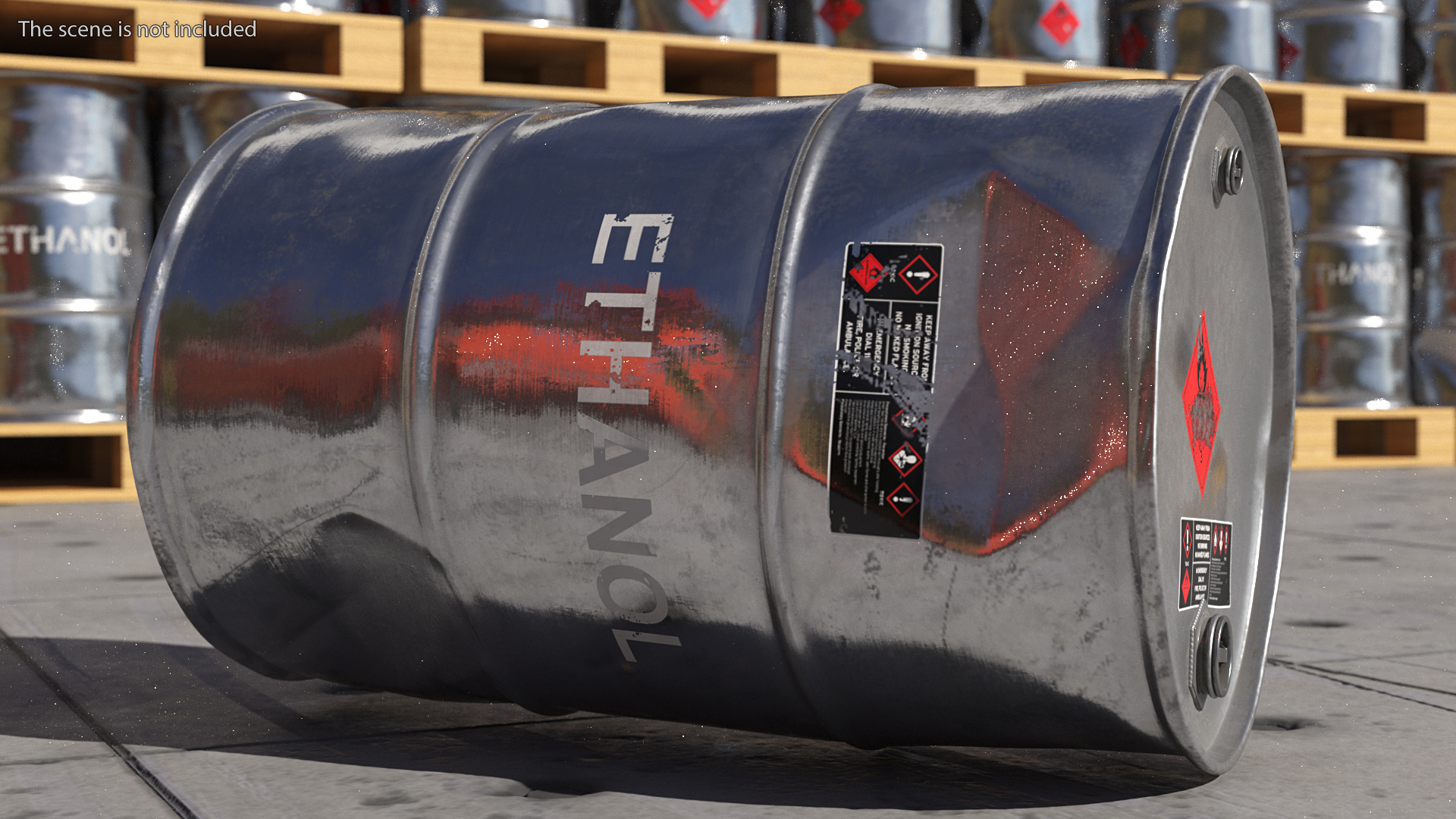 Old Ethanol Metal Barrel 3D model