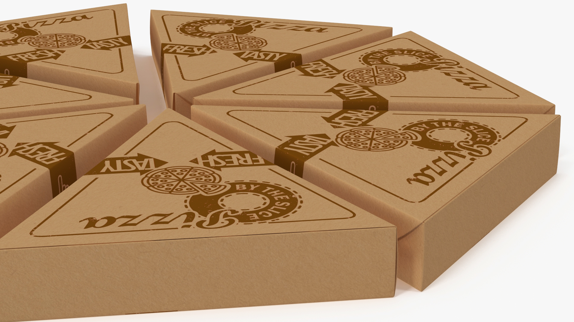3D Round of Triangle Pizza Slice Party Boxes