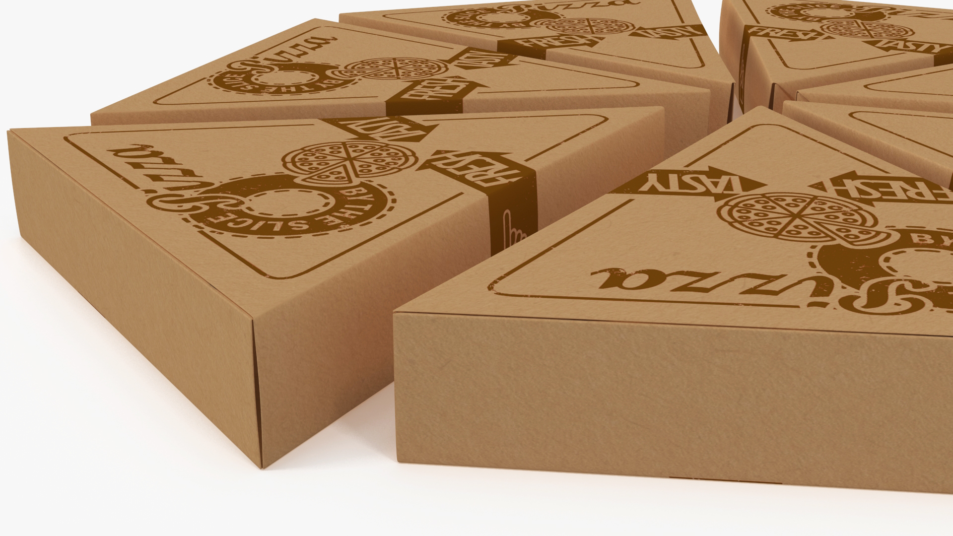 3D Round of Triangle Pizza Slice Party Boxes