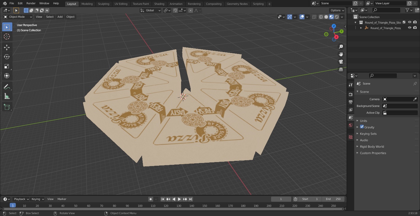3D Round of Triangle Pizza Slice Party Boxes