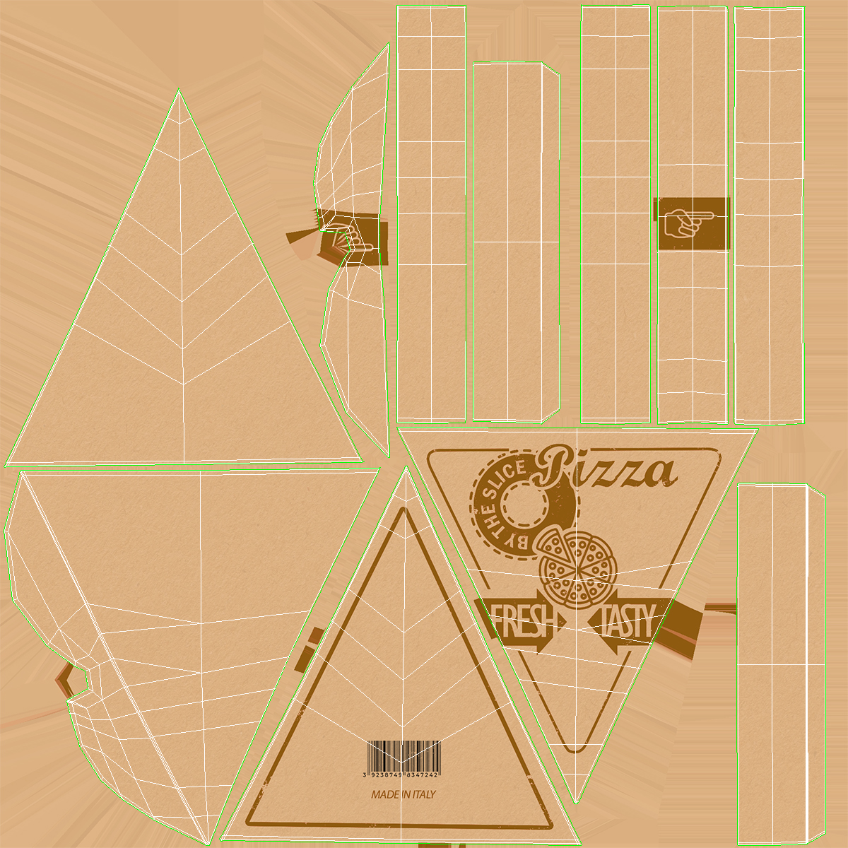 3D Round of Triangle Pizza Slice Party Boxes