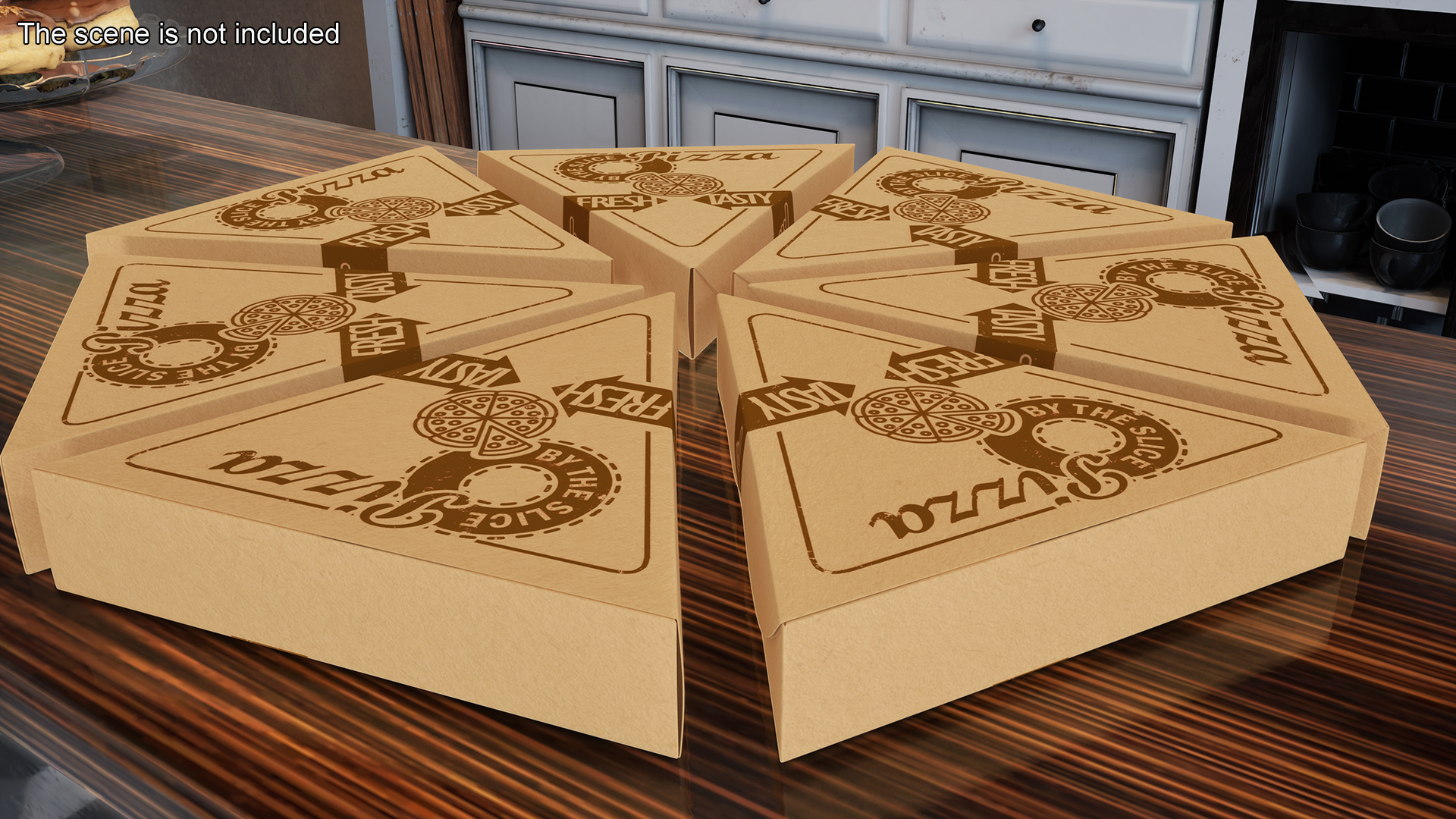 3D Round of Triangle Pizza Slice Party Boxes