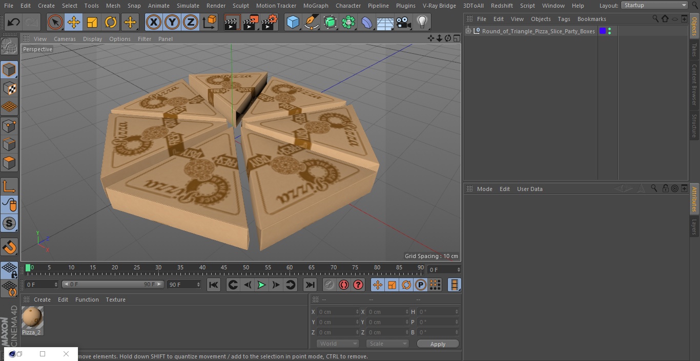 3D Round of Triangle Pizza Slice Party Boxes