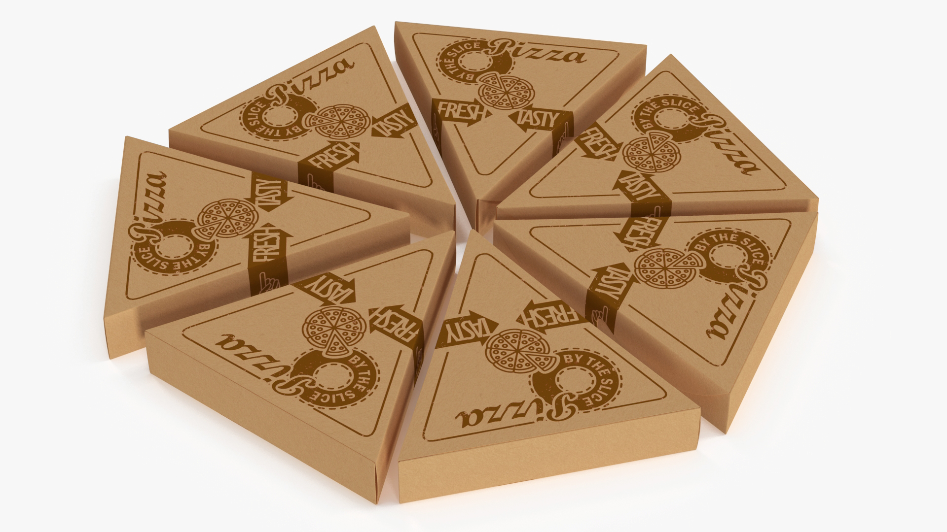 3D Round of Triangle Pizza Slice Party Boxes