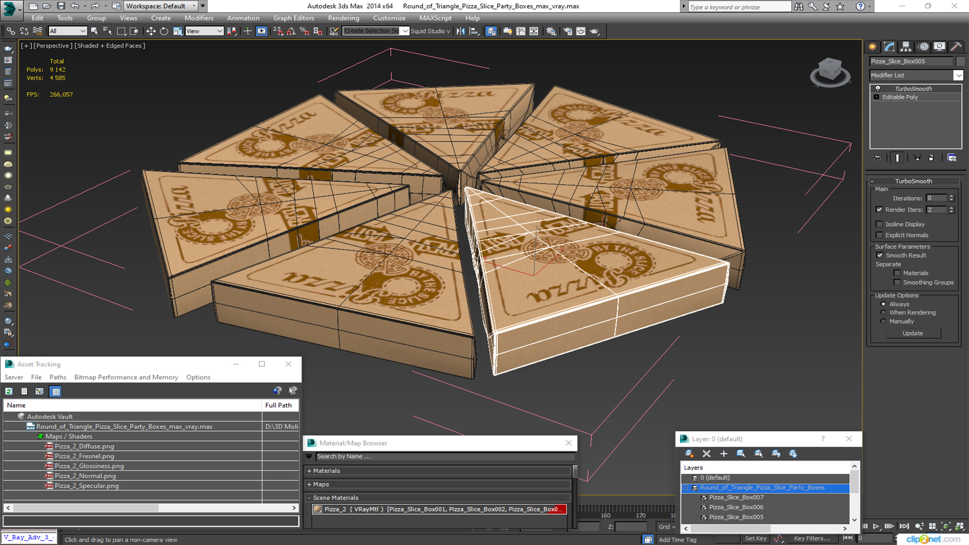 3D Round of Triangle Pizza Slice Party Boxes