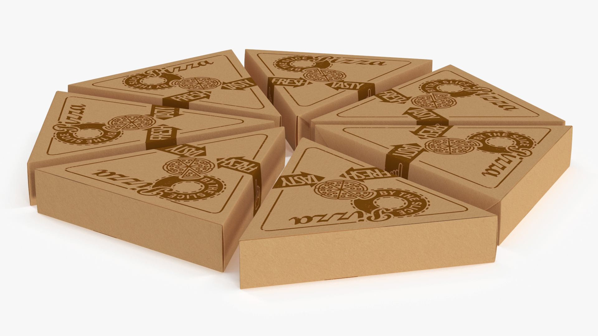 3D Round of Triangle Pizza Slice Party Boxes