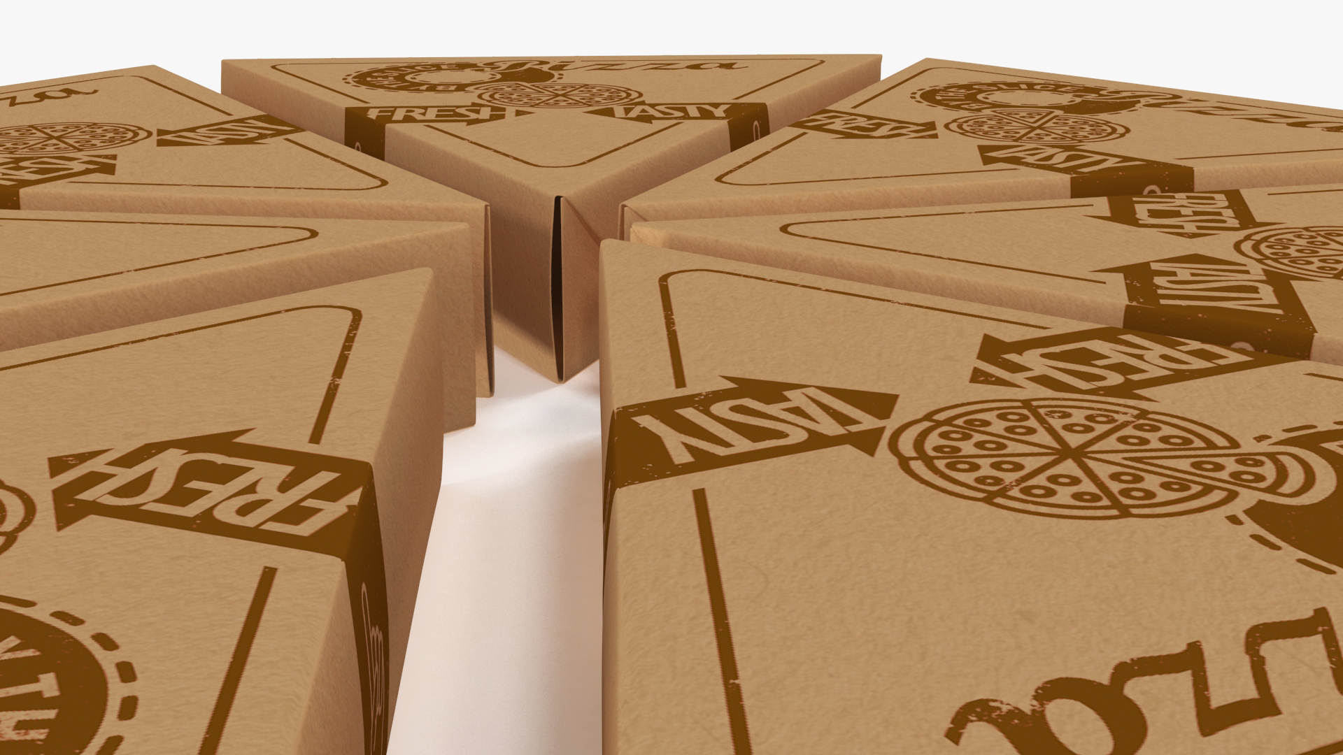 3D Round of Triangle Pizza Slice Party Boxes
