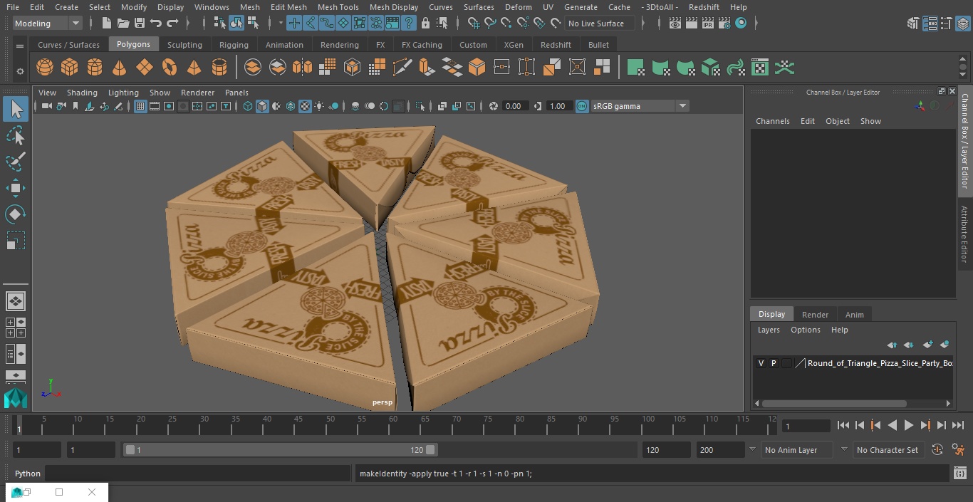 3D Round of Triangle Pizza Slice Party Boxes