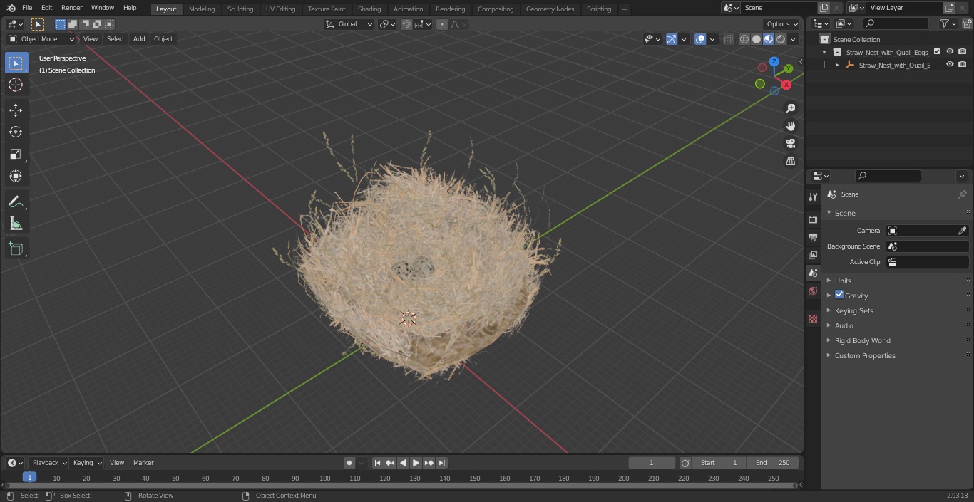 3D Straw Nest with Quail Eggs