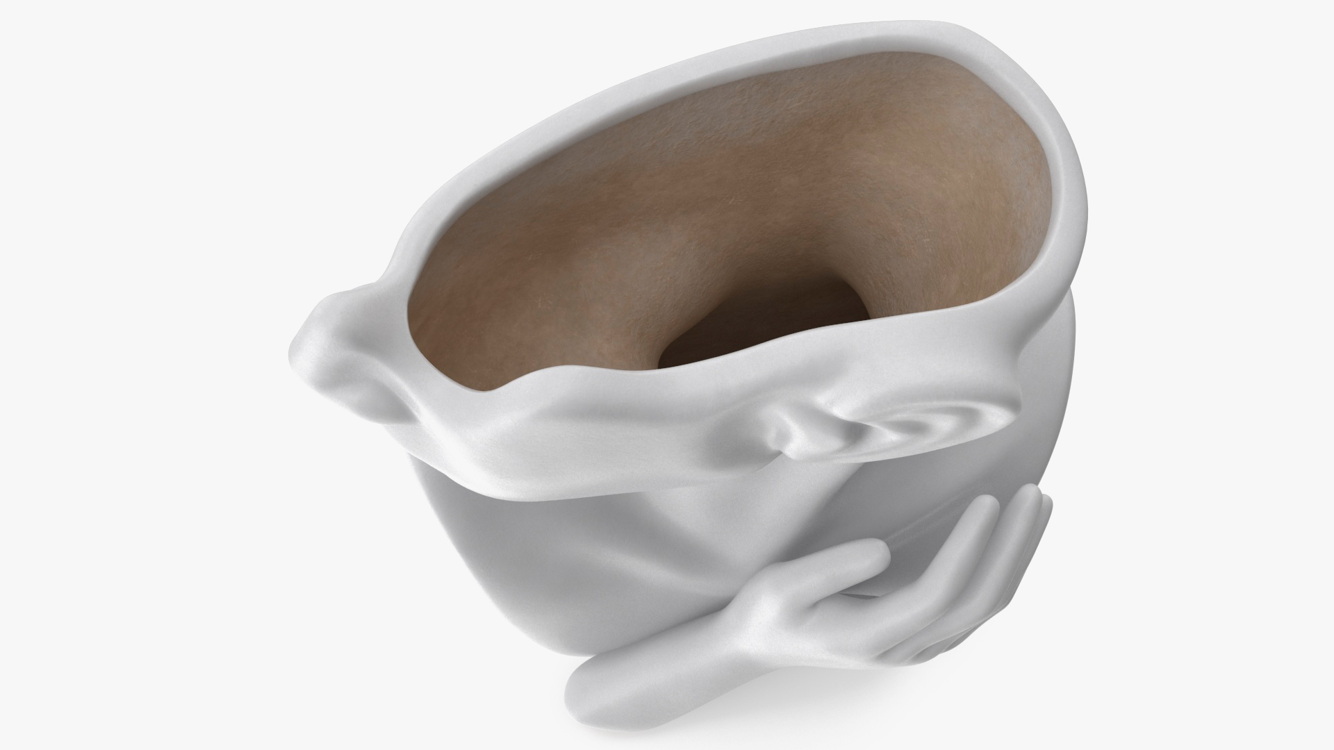 Head Shaped Flower Vase White 3D model