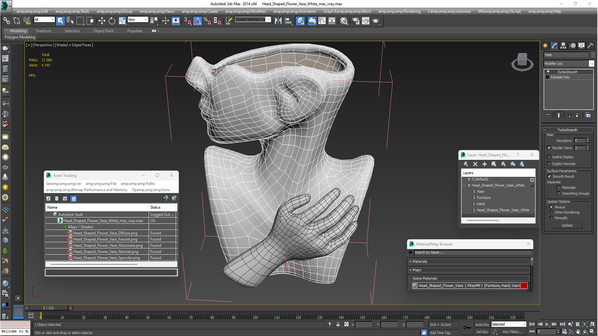 Head Shaped Flower Vase White 3D model