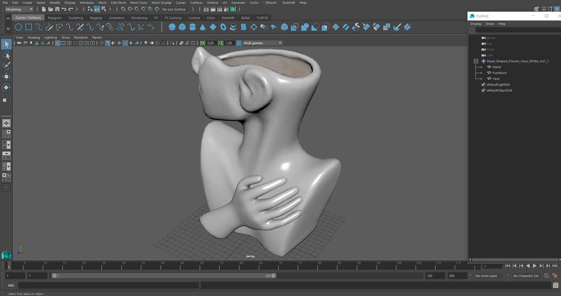 Head Shaped Flower Vase White 3D model