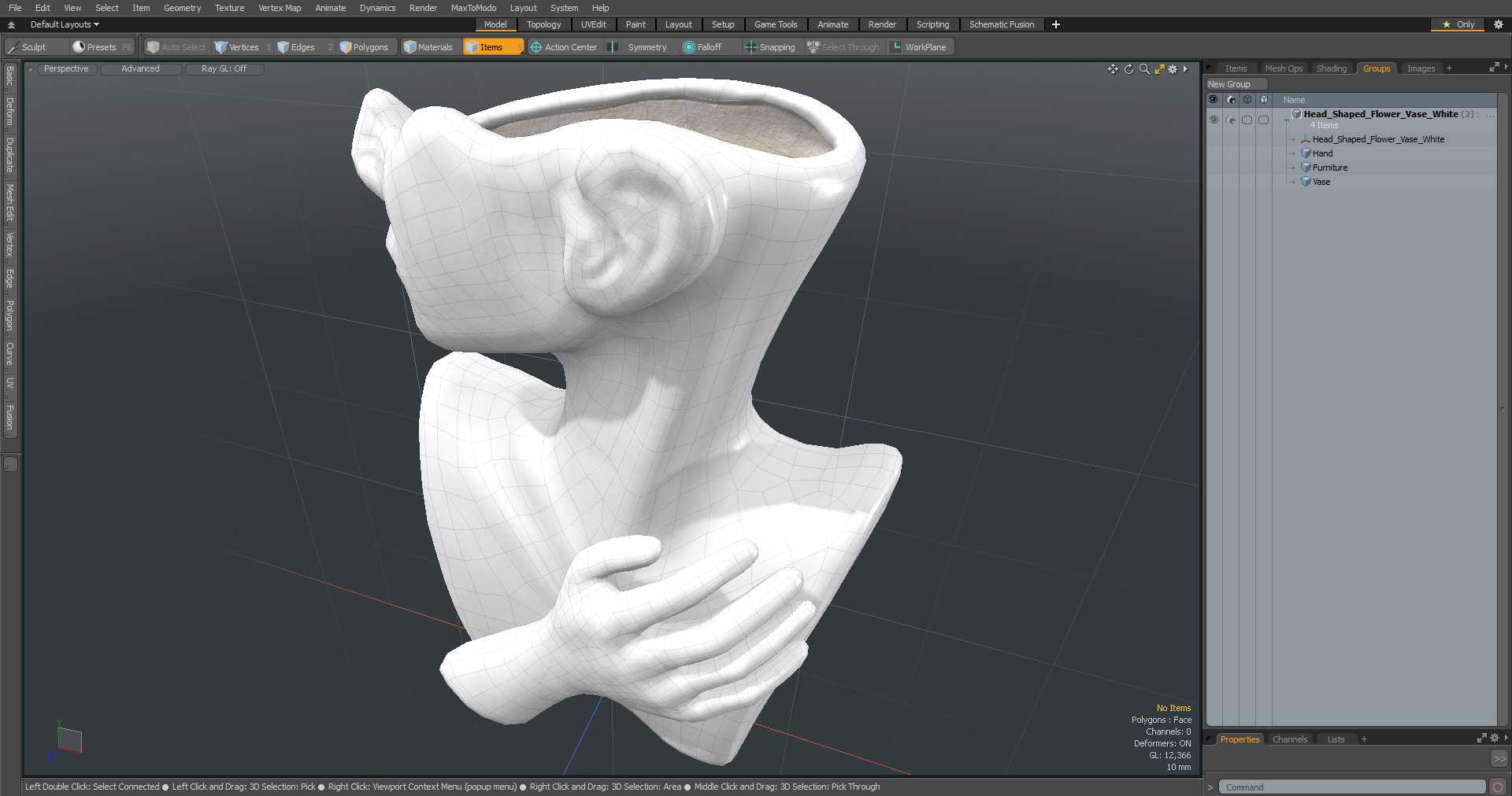 Head Shaped Flower Vase White 3D model