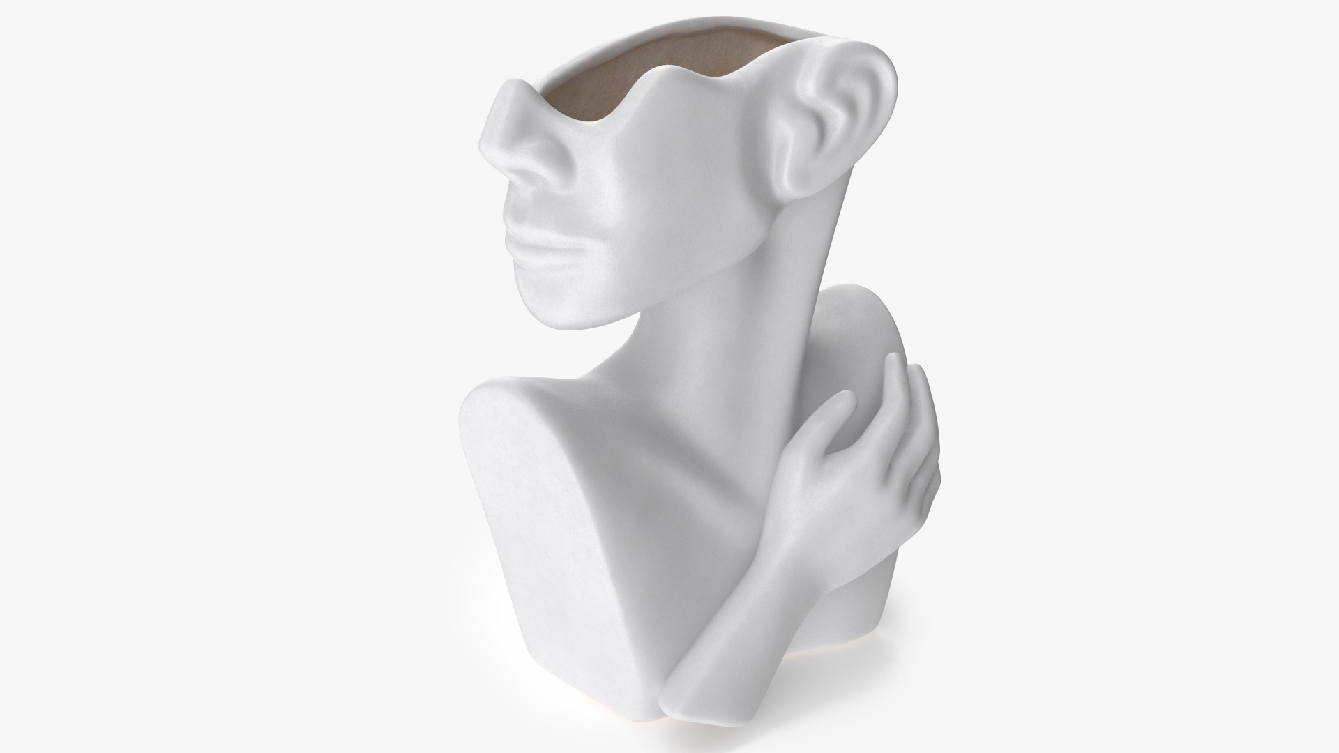 Head Shaped Flower Vase White 3D model