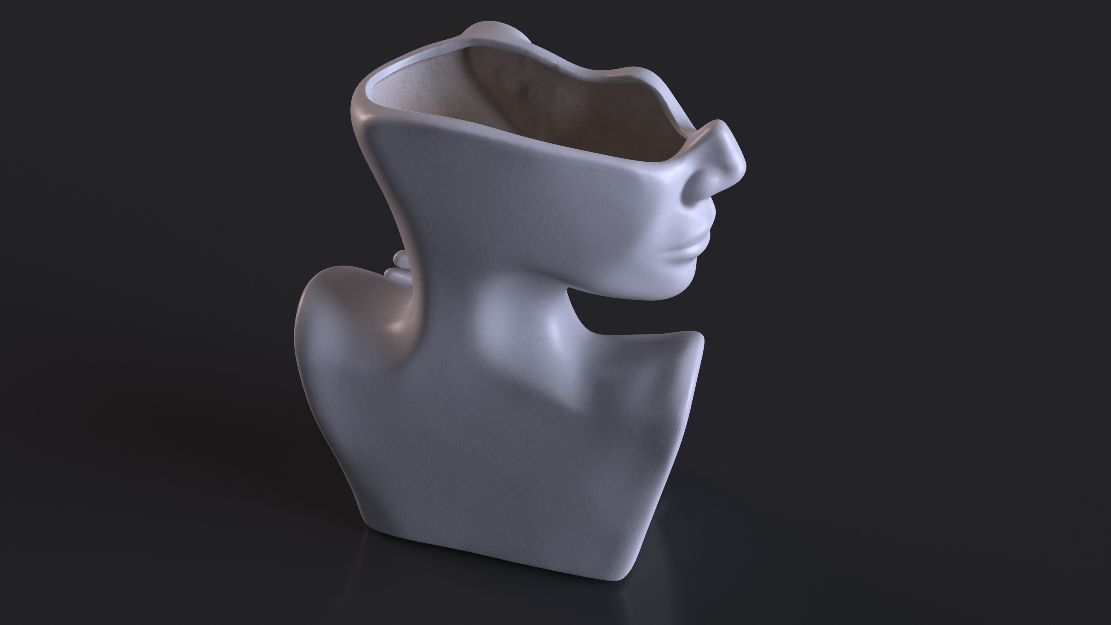 Head Shaped Flower Vase White 3D model