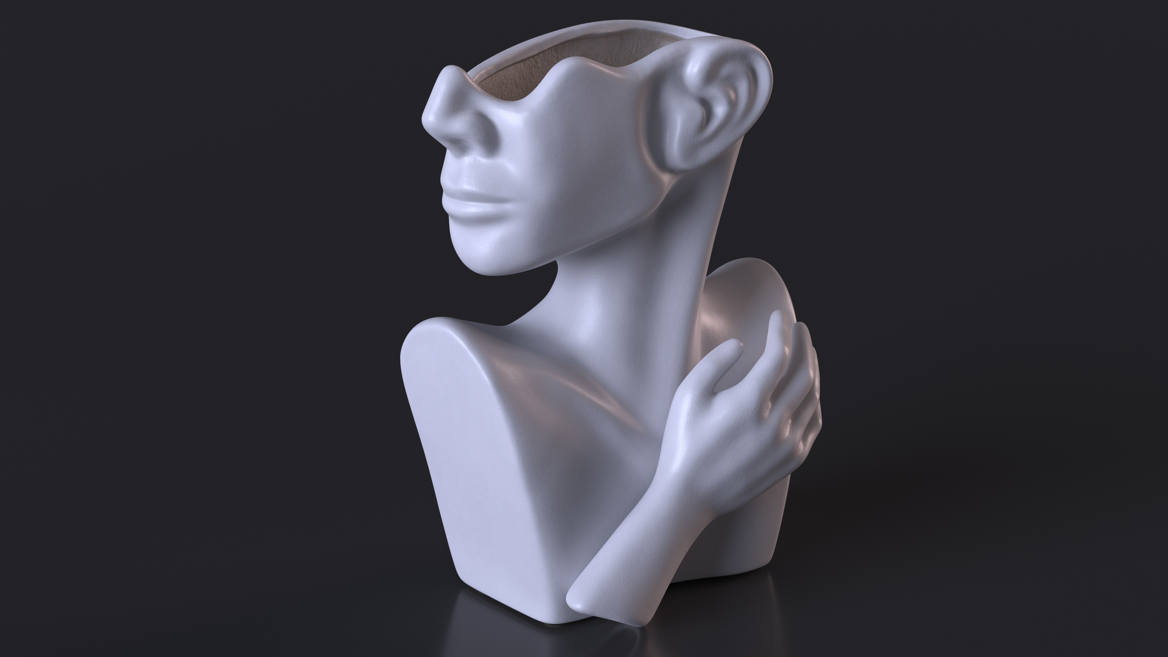 Head Shaped Flower Vase White 3D model