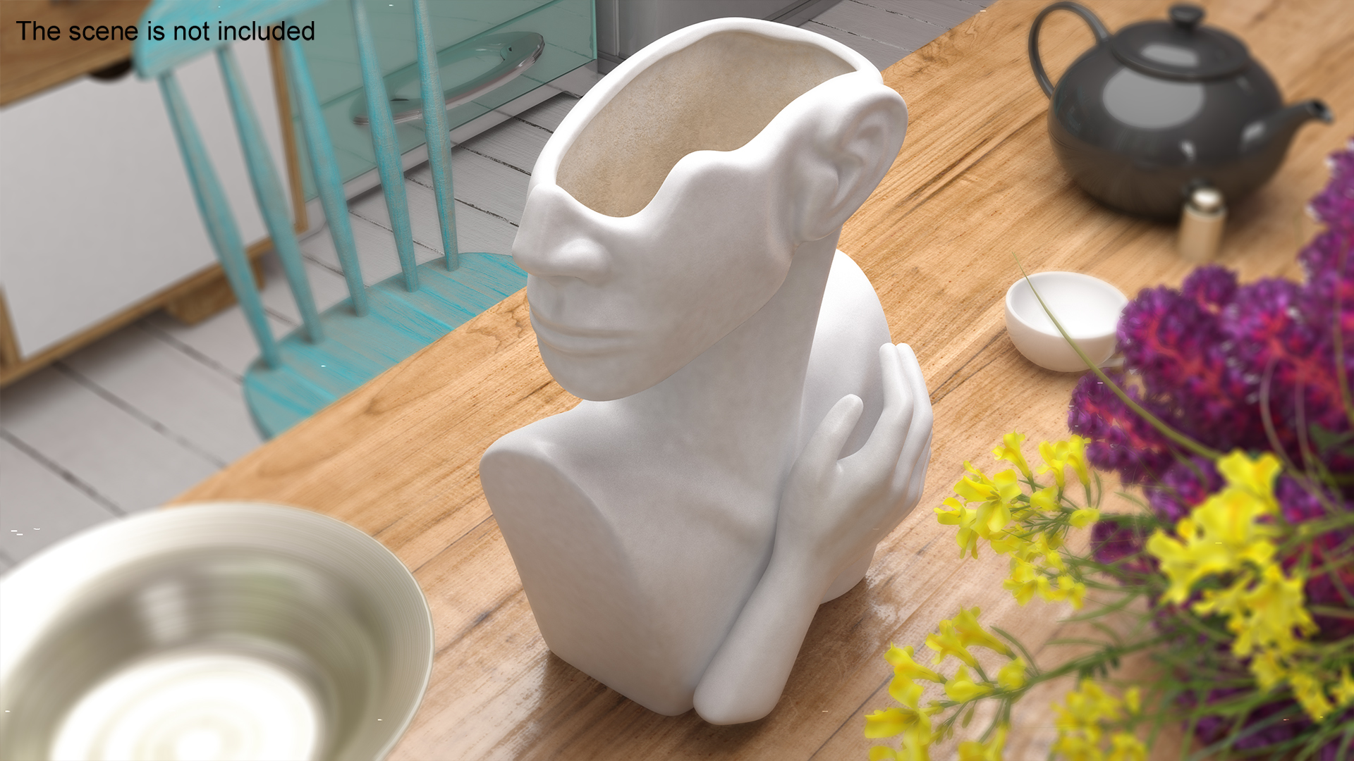 Head Shaped Flower Vase White 3D model