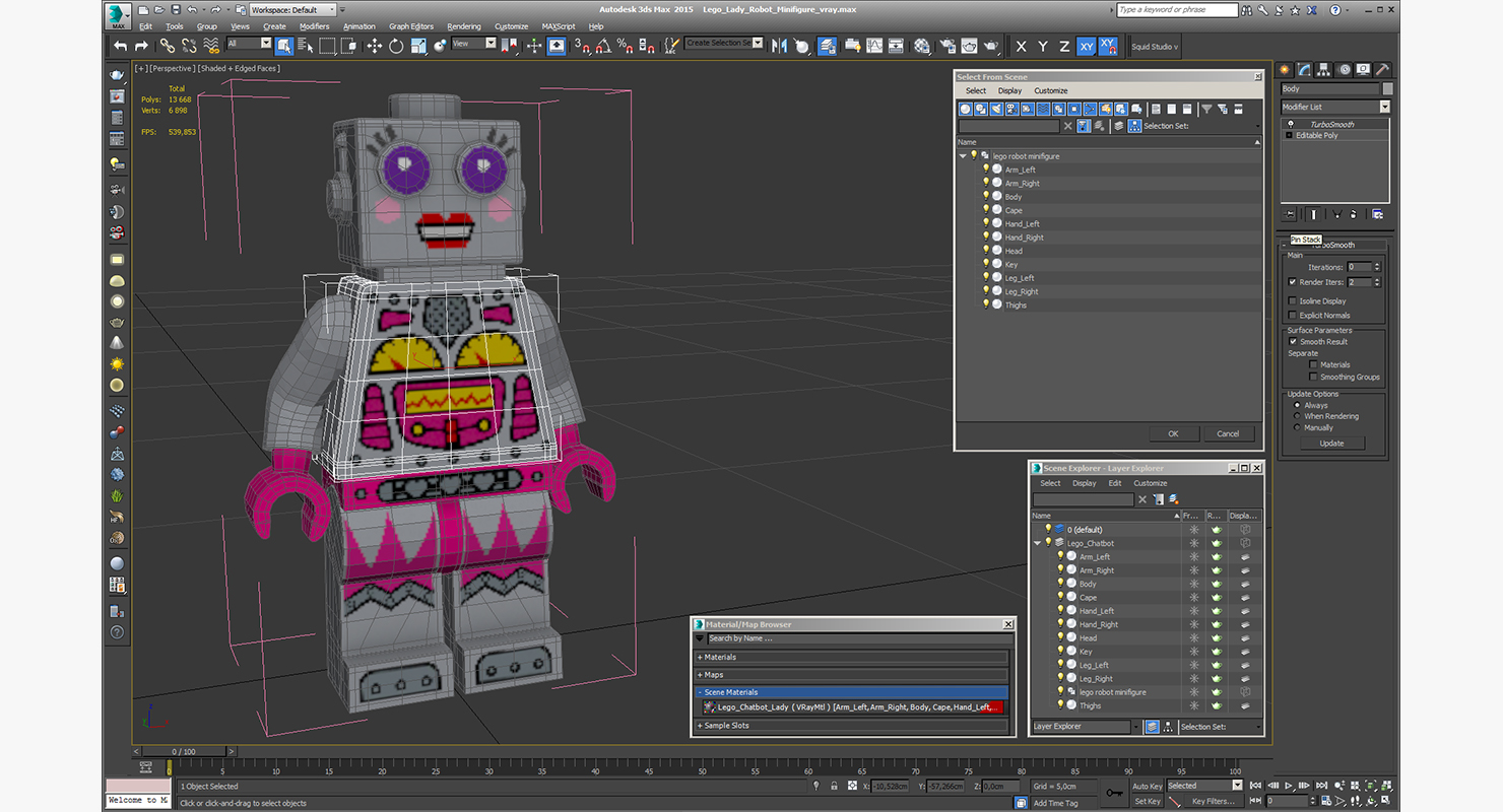 3D Lego Lady Robot Minifigure