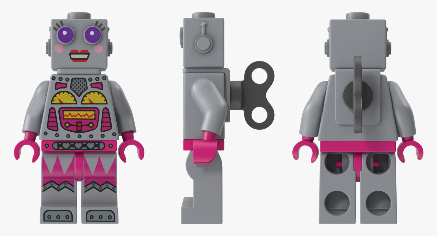 3D Lego Lady Robot Minifigure