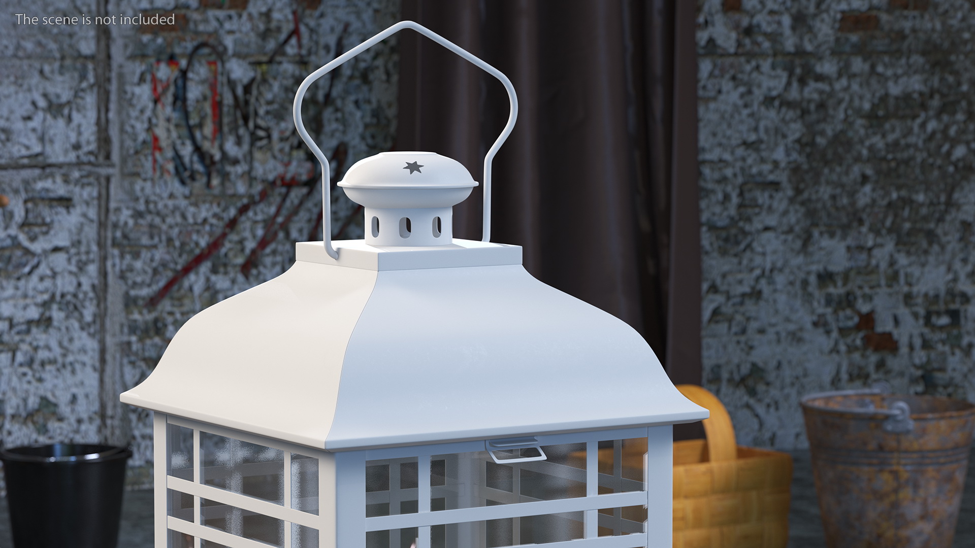 3D Candle Lantern Large White