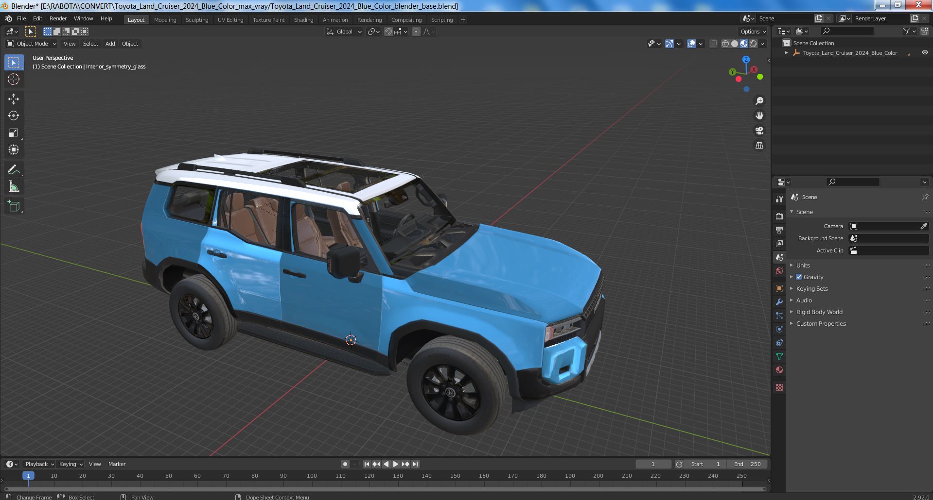 3D model Toyota Land Cruiser 2024 Blue Color