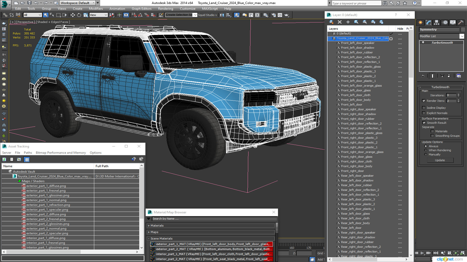 3D model Toyota Land Cruiser 2024 Blue Color