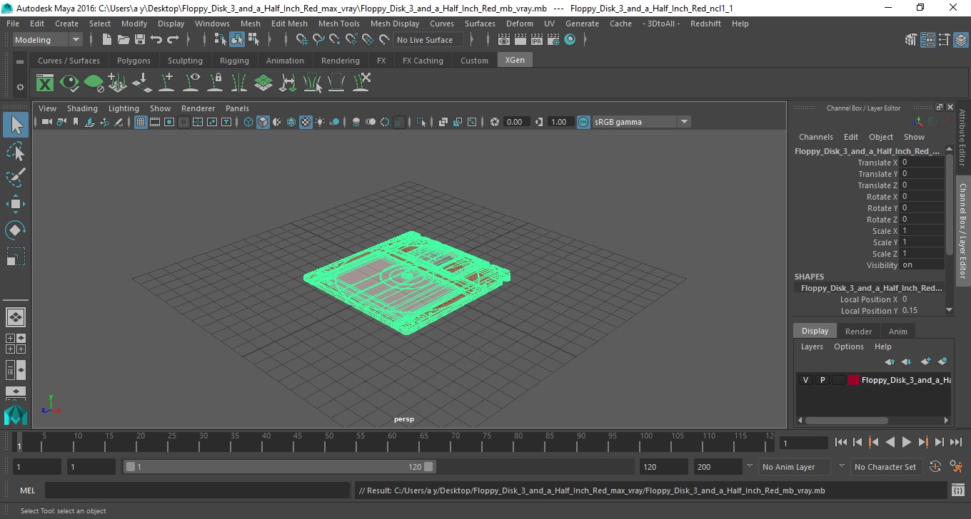 3D Floppy Disk 3 and a Half Inch Red model