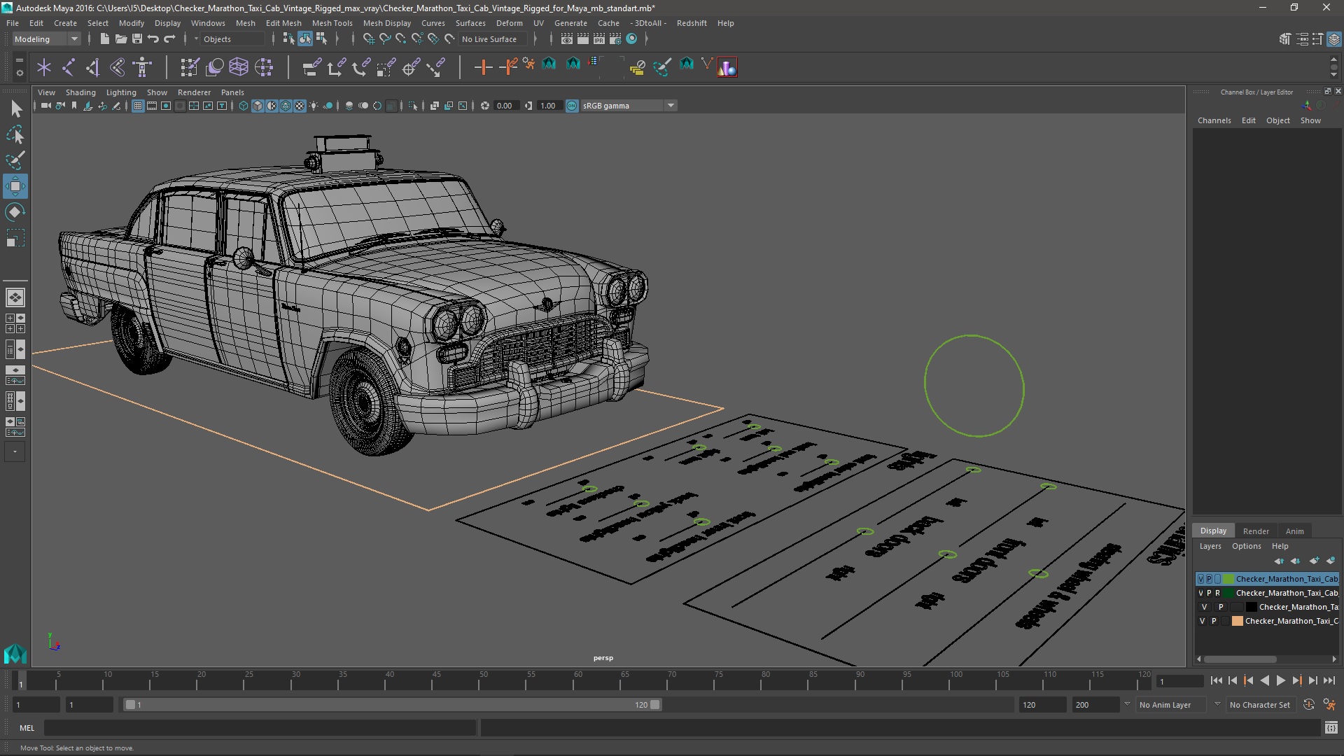 Checker Marathon Taxi Cab Vintage Rigged for Maya 3D model