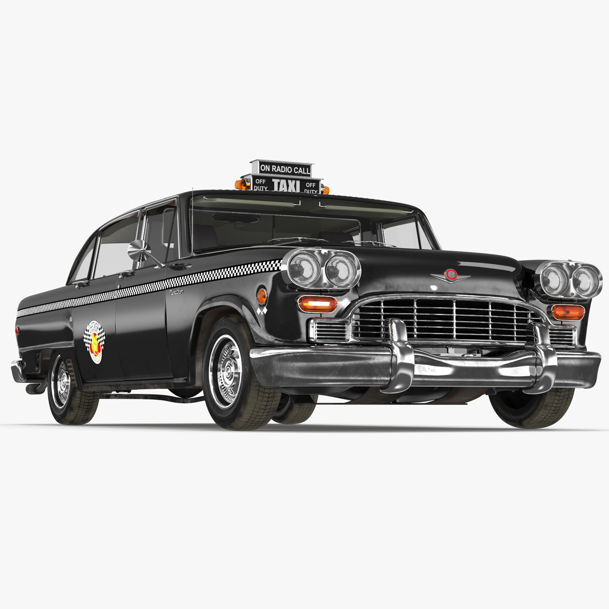 Checker Marathon Taxi Cab Vintage Rigged for Maya 3D model