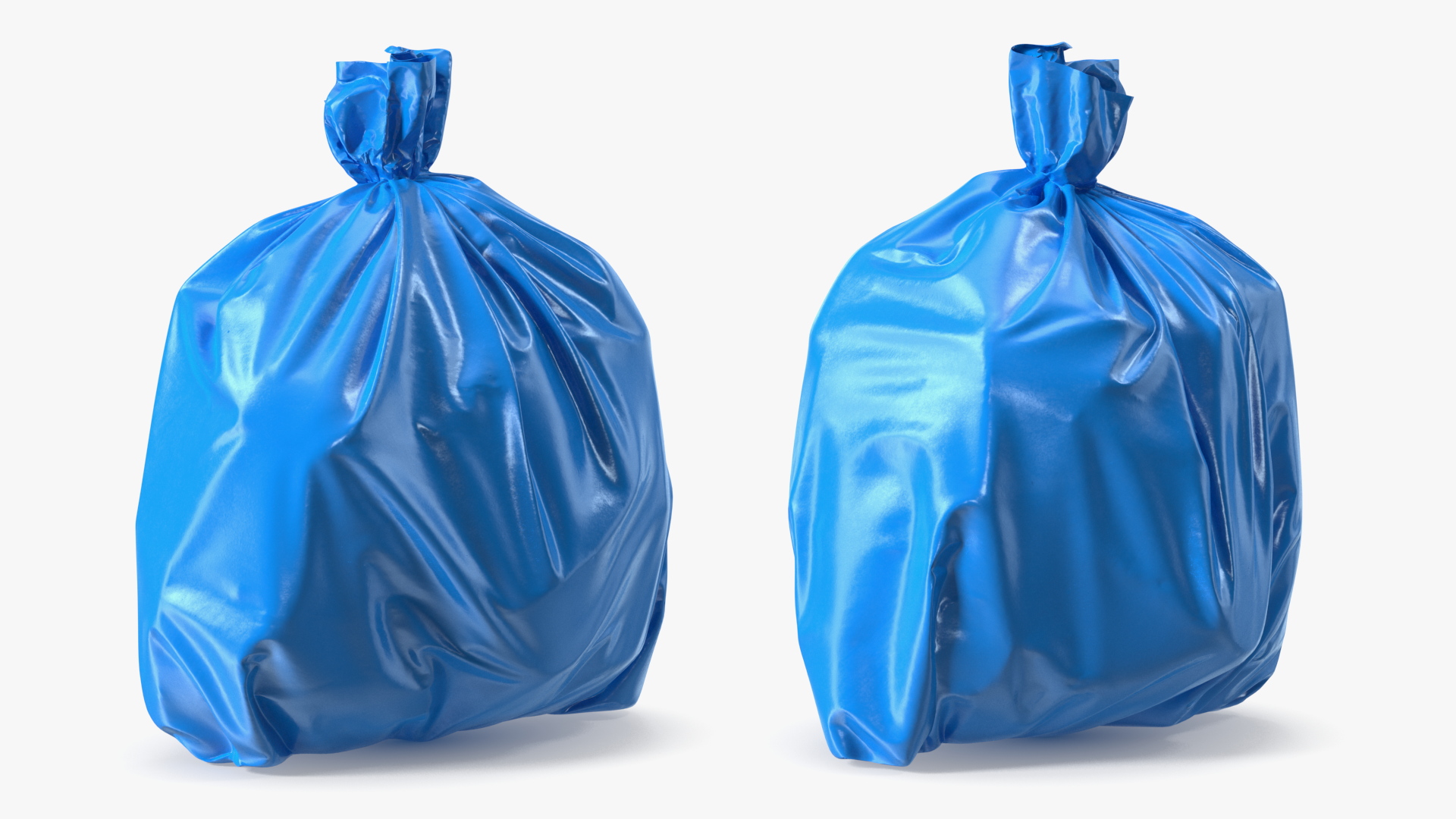 Tied Closed Blue Rubbish Bag Small 3D model