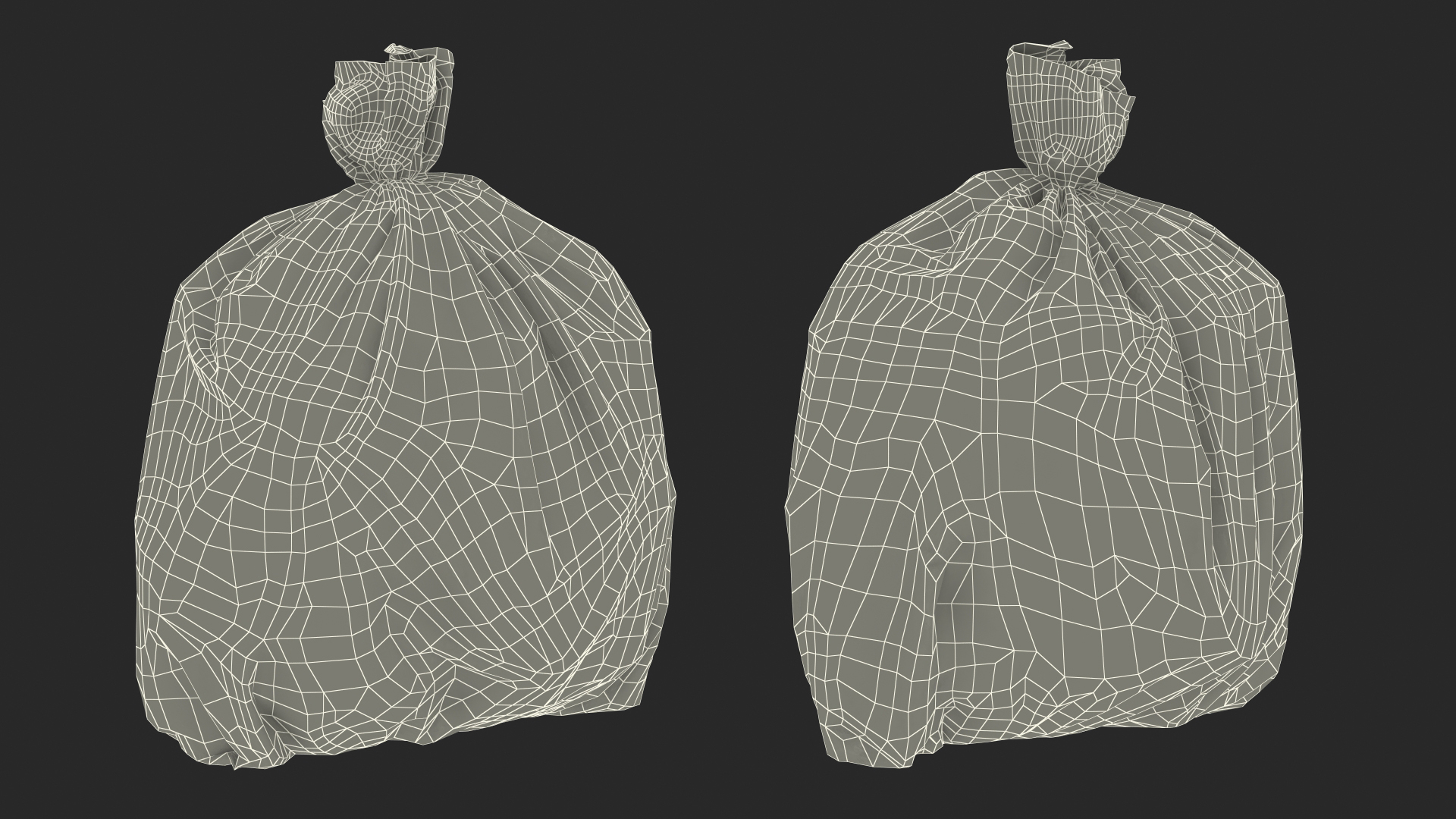 Tied Closed Blue Rubbish Bag Small 3D model