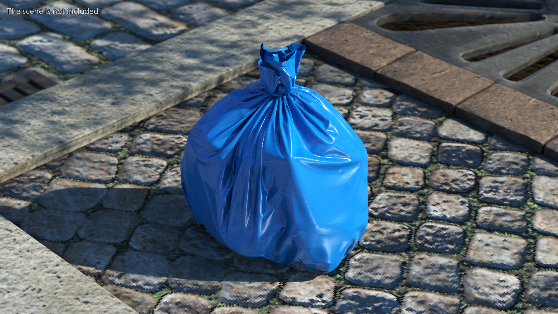 Tied Closed Blue Rubbish Bag Small 3D model