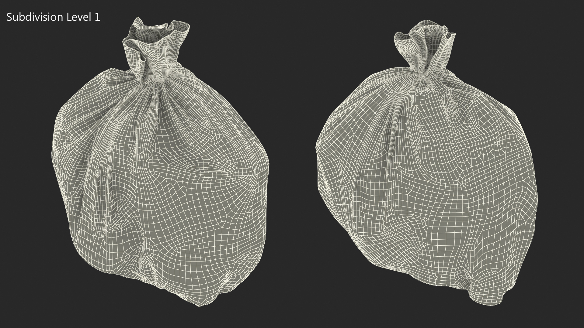 Tied Closed Blue Rubbish Bag Small 3D model