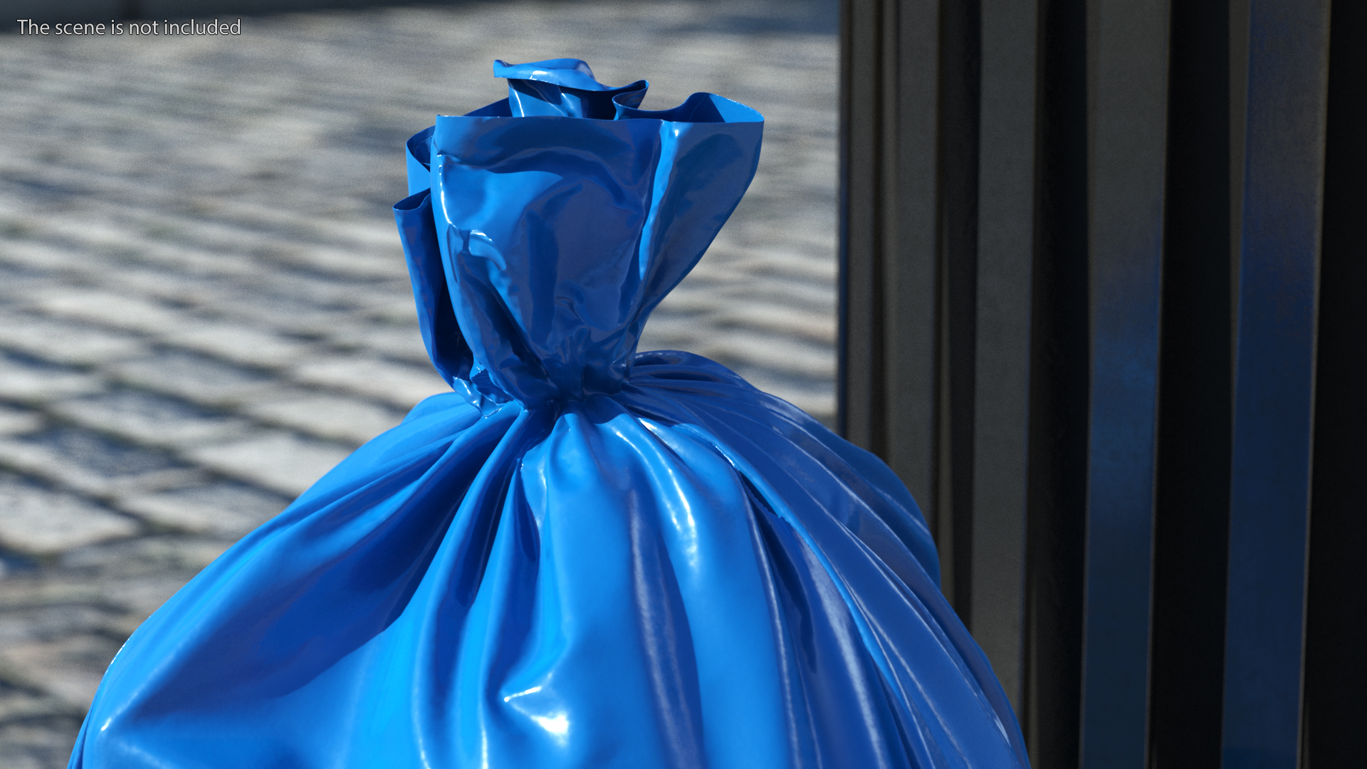 Tied Closed Blue Rubbish Bag Small 3D model