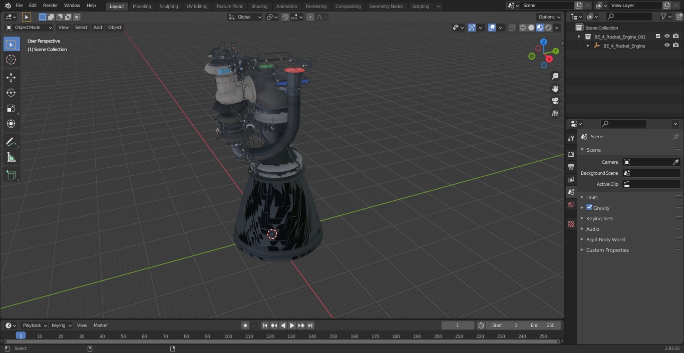 3D BE-4 Rocket Engine model