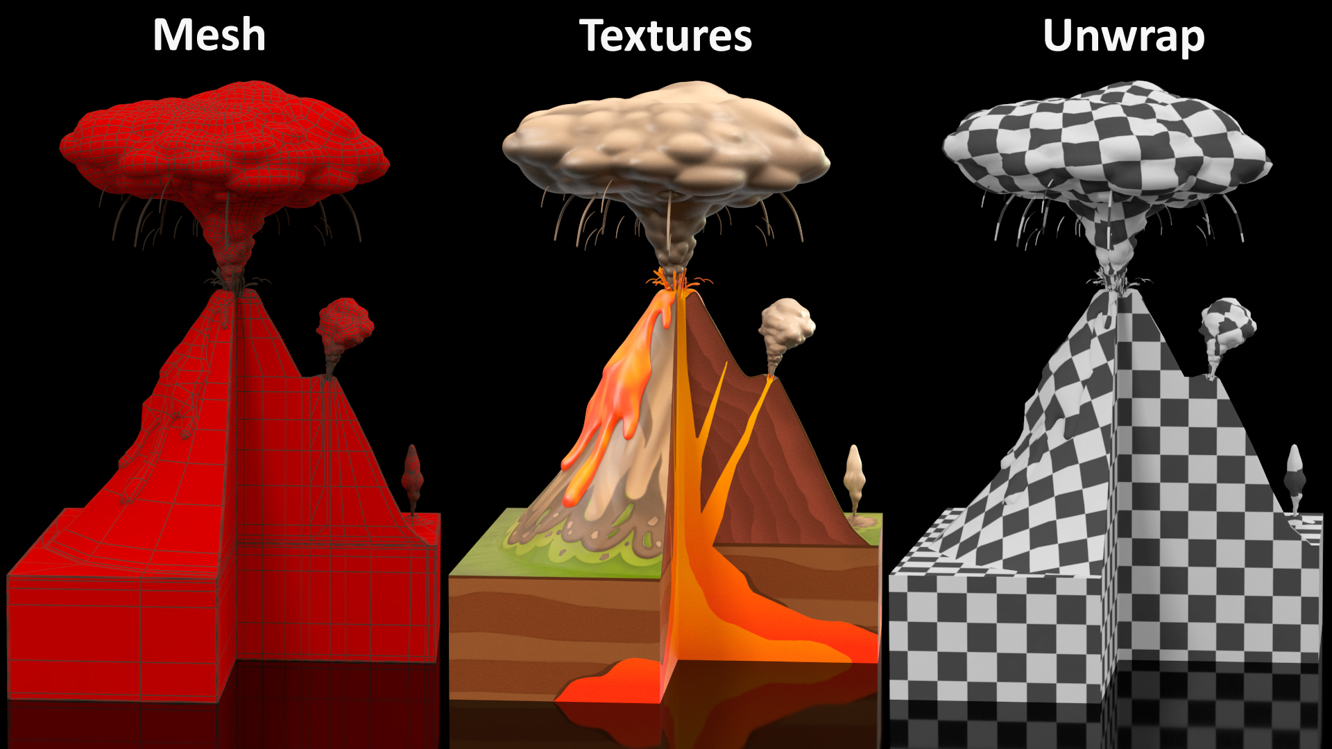 Cross Section of Volcano 3D model