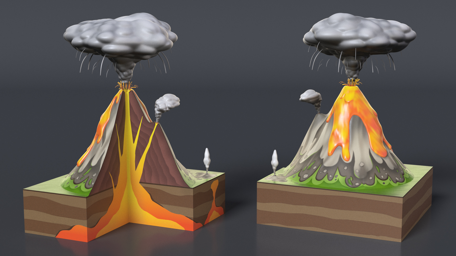 Cross Section of Volcano 3D model