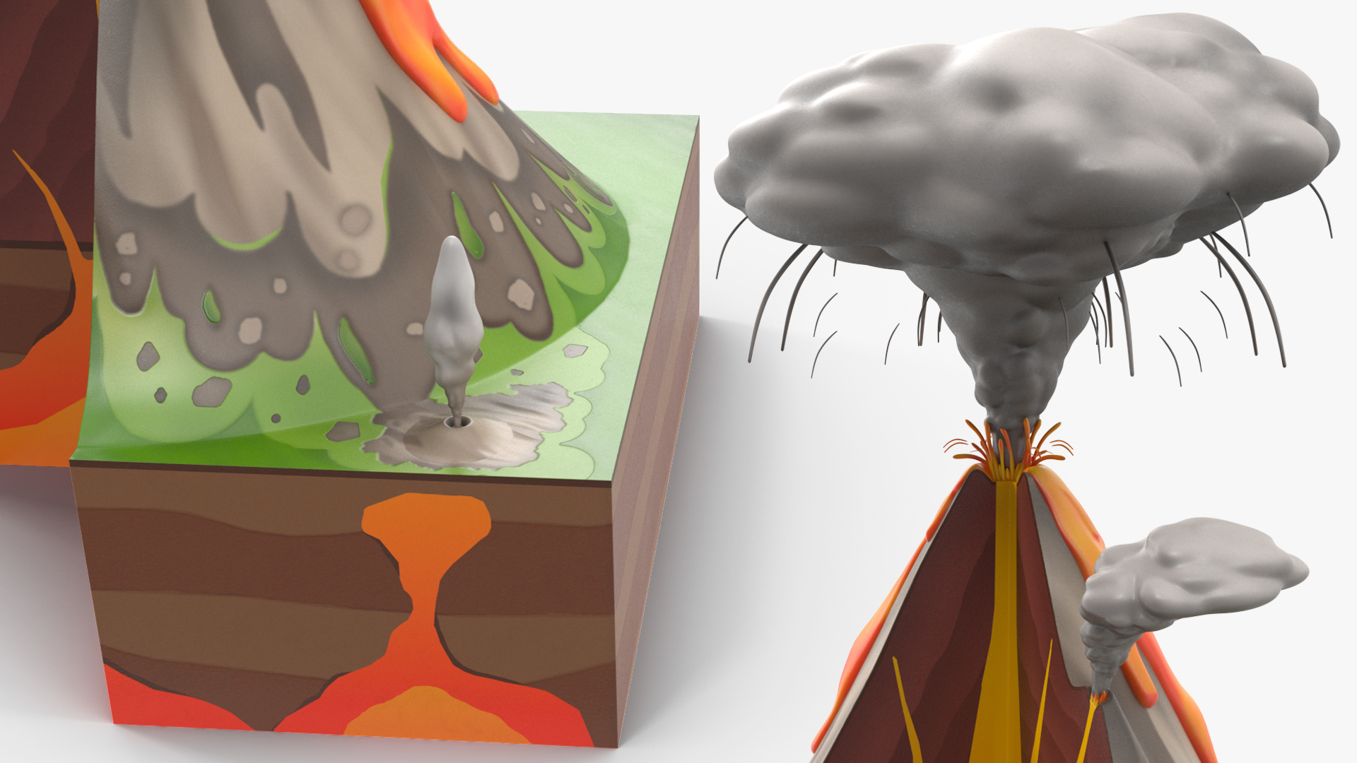 Cross Section of Volcano 3D model