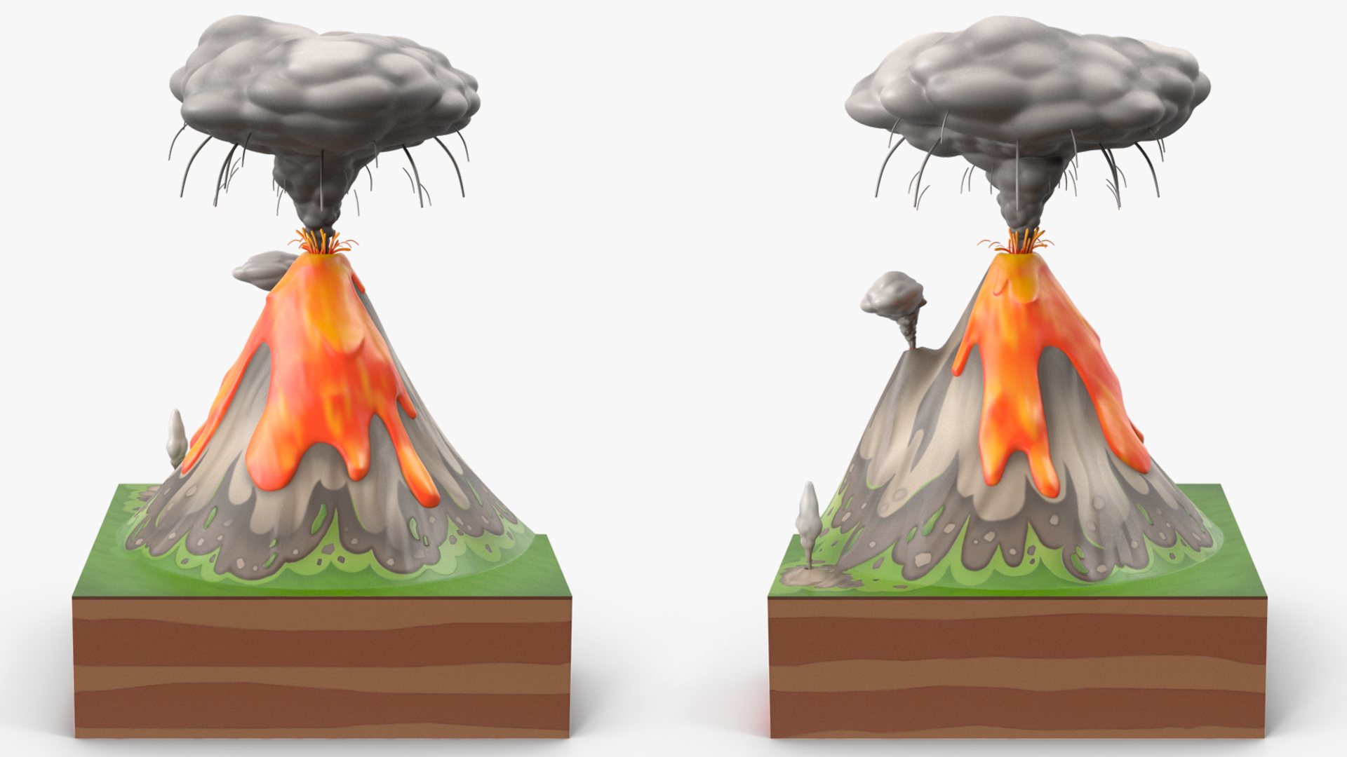 Cross Section of Volcano 3D model