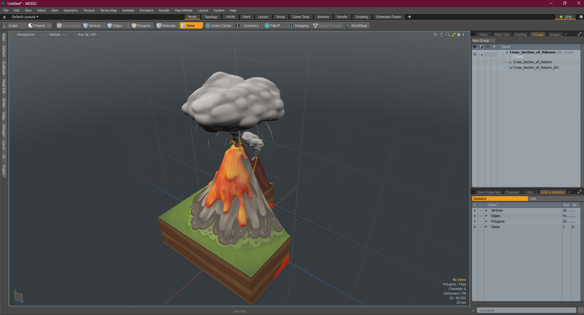 Cross Section of Volcano 3D model