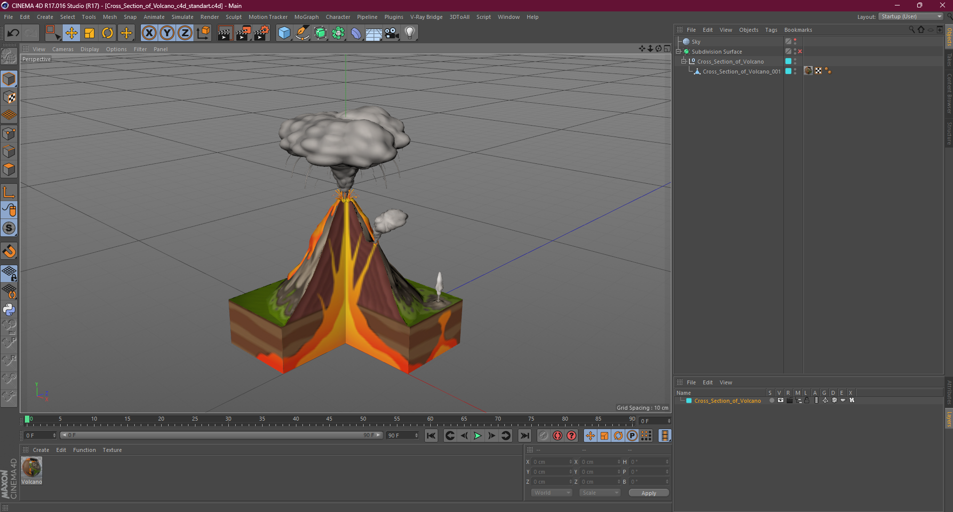 Cross Section of Volcano 3D model