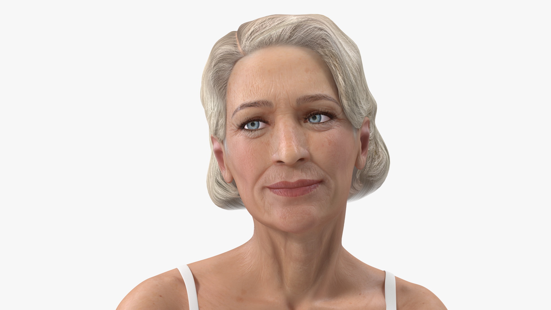 3D Elderly Woman in Sleepwear Siting Pose model