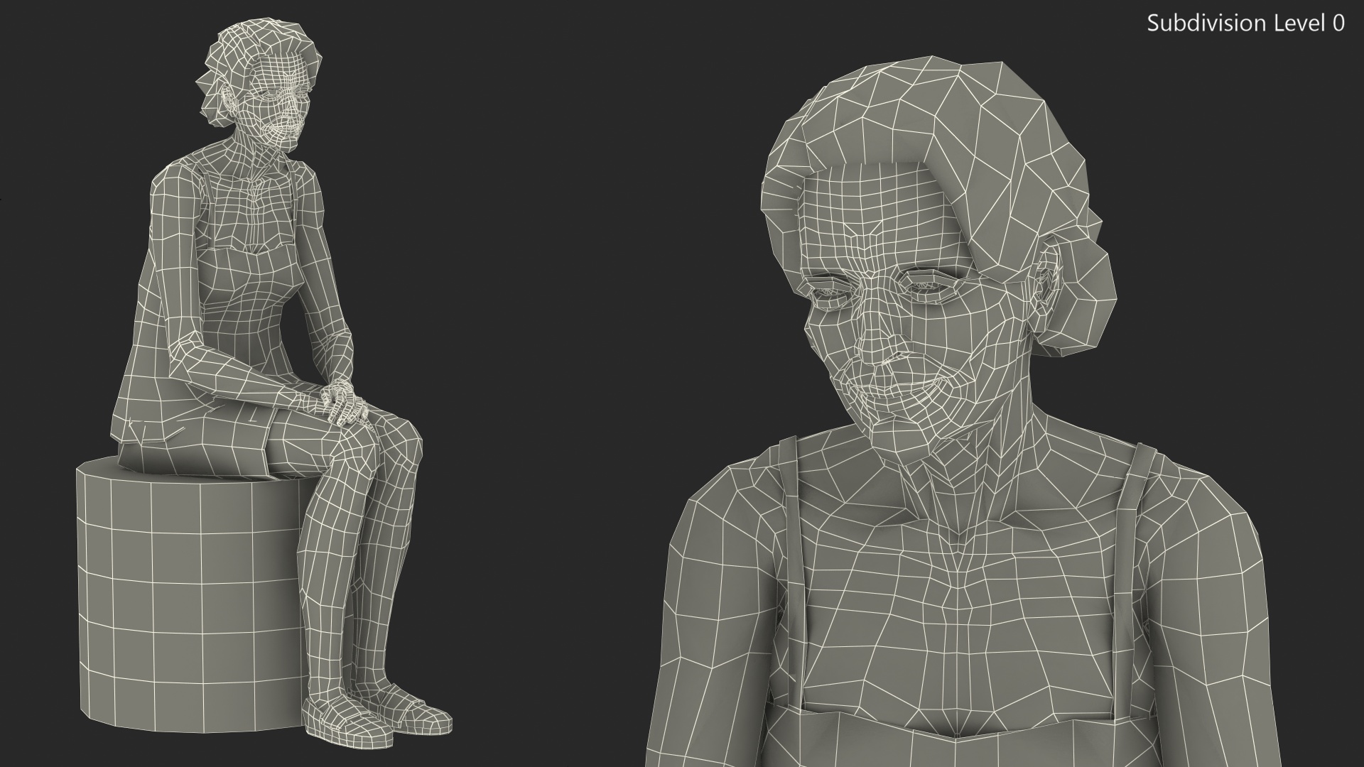 3D Elderly Woman in Sleepwear Siting Pose model