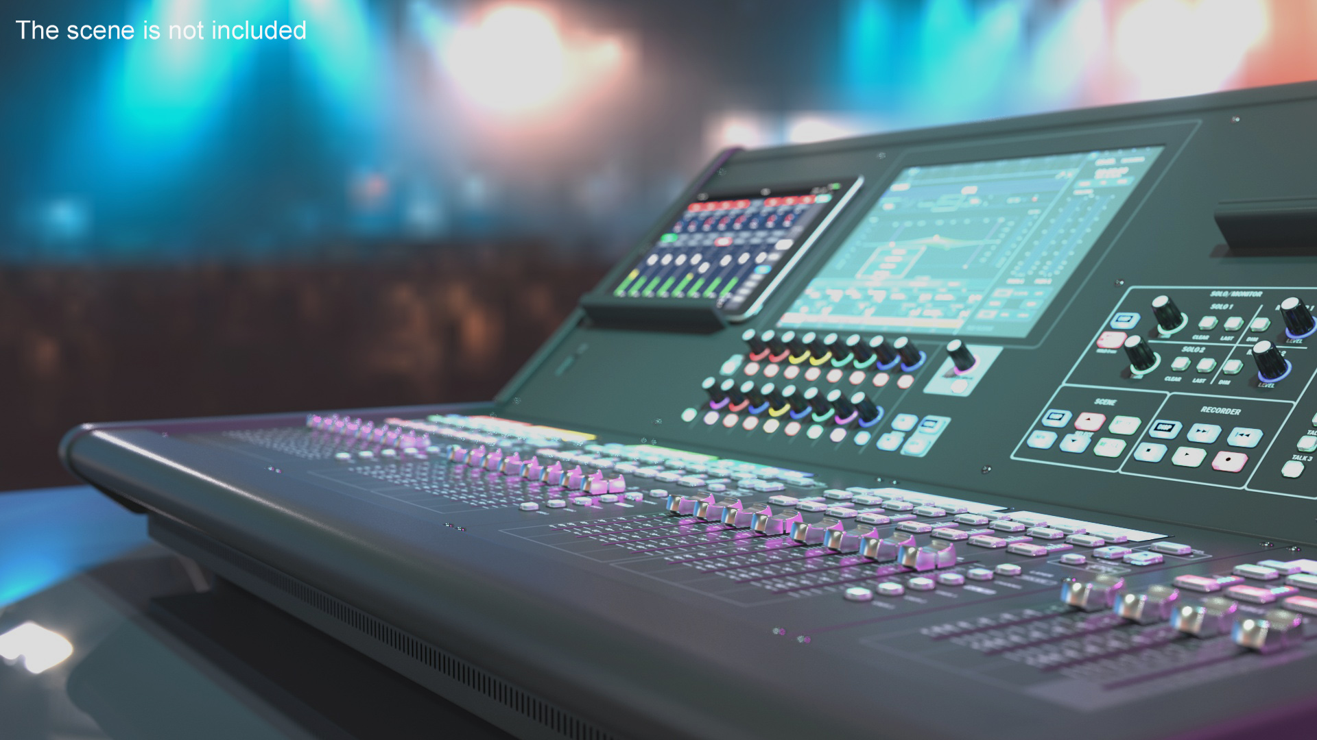 Live Mixing Console Grey Lights On 3D model