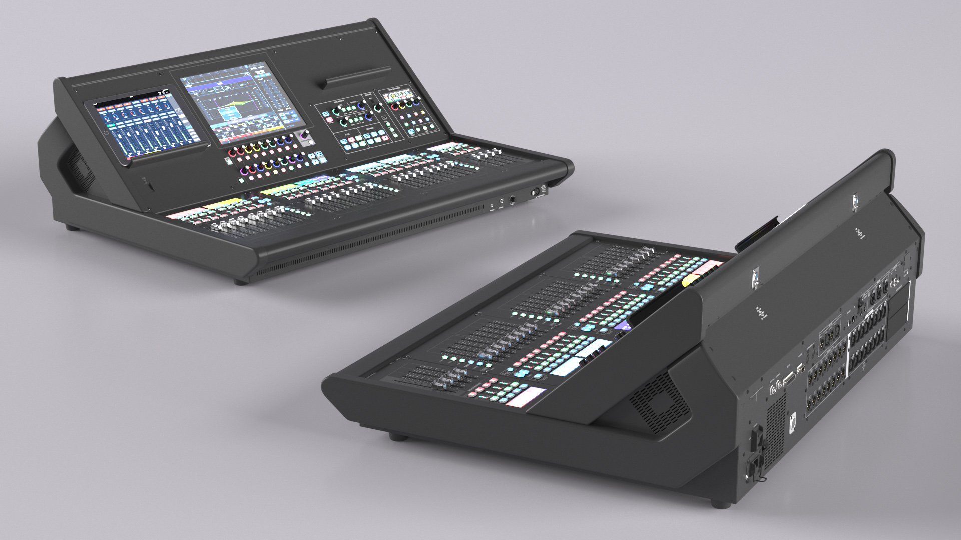 Live Mixing Console Grey Lights On 3D model
