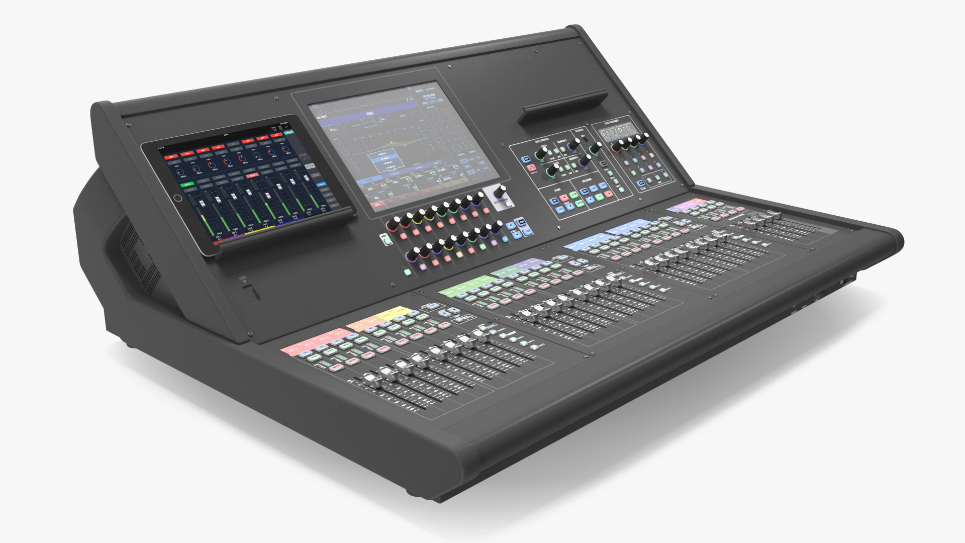 Live Mixing Console Grey Lights On 3D model
