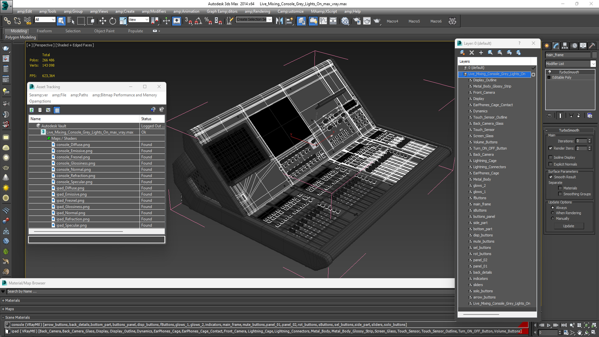 Live Mixing Console Grey Lights On 3D model