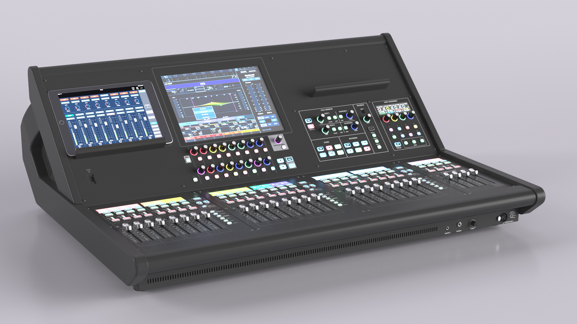Live Mixing Console Grey Lights On 3D model