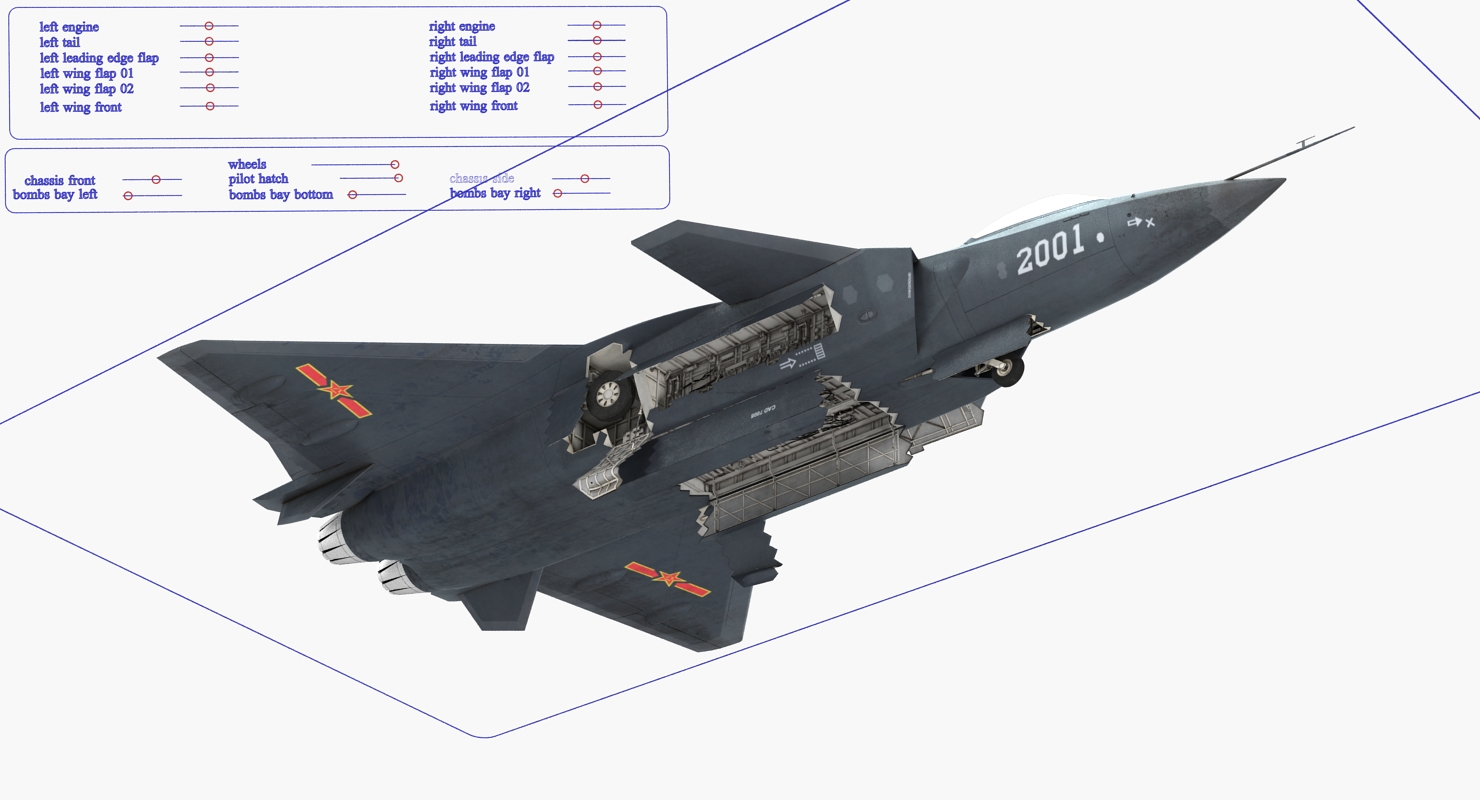 Stealth Chengdu J 20 Rigged 3D