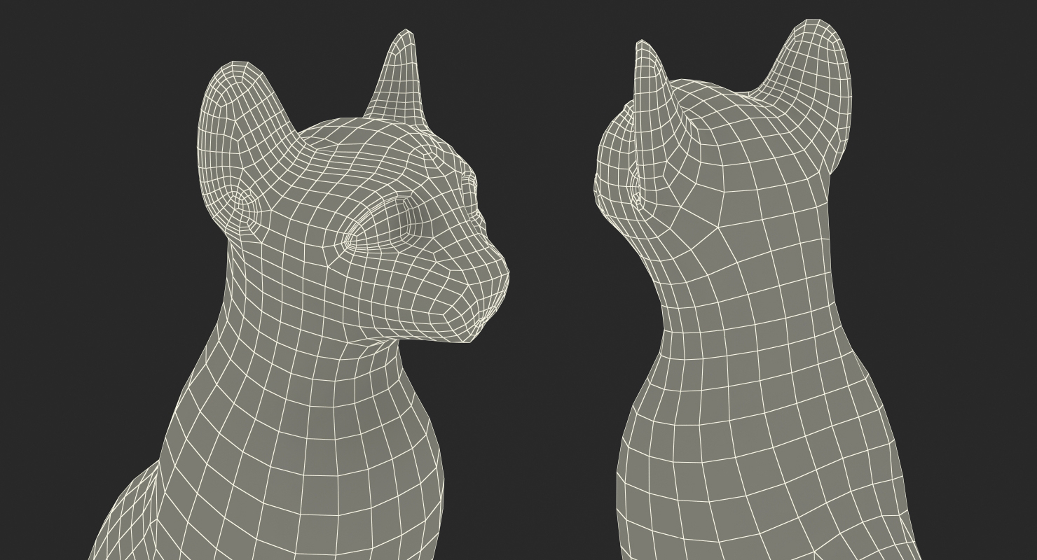 3D model Egyptian Cat Statue White